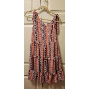 New Women Simply Southern Pink Tie Shell Scallop Gathered Dress Size M.